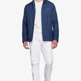 Overshirt armaturata misto lino royal