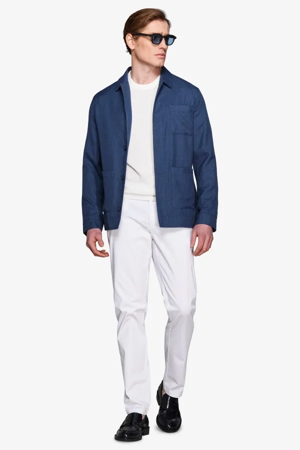 Overshirt armaturata misto lino royal