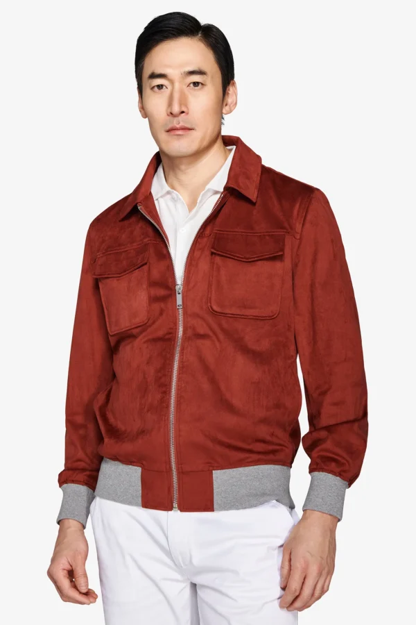 Giubbotto corto in ecosuede rosso mattone - Image 2