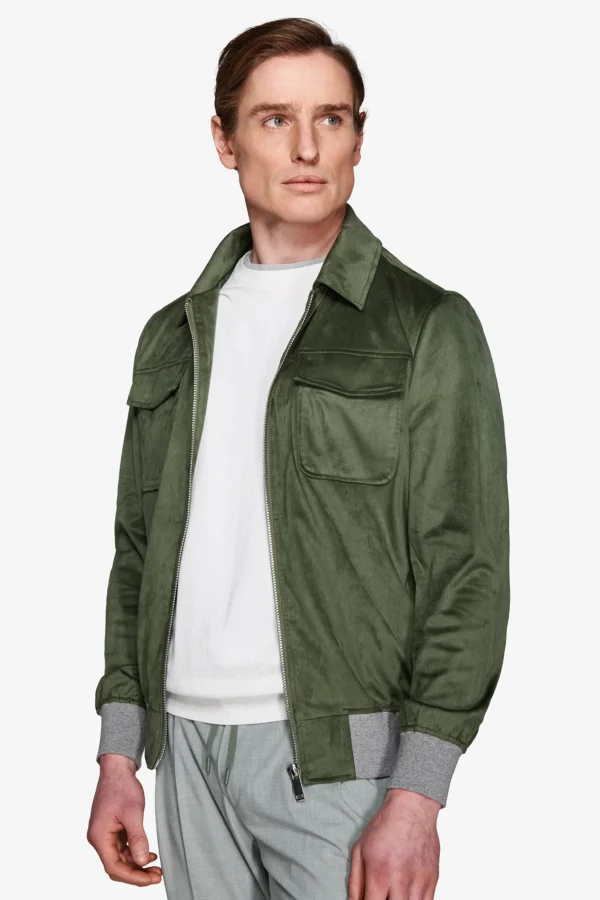 Giubbotto corto in ecosuede verde