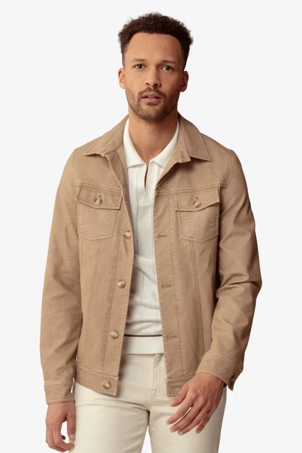 Giubbotto corto collo camicia sabbia