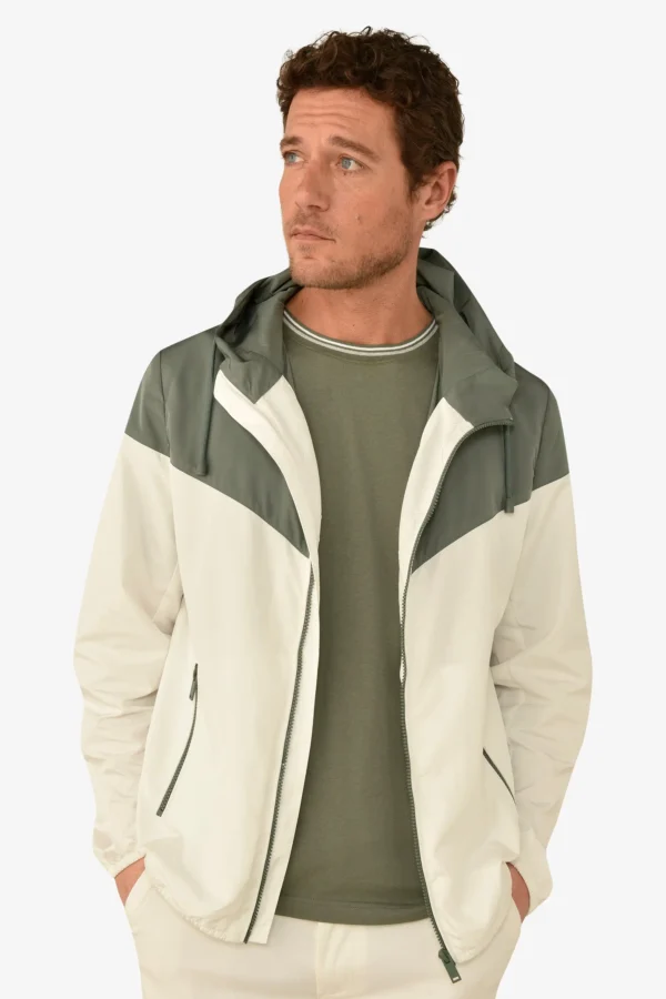 Wind jacket con cappuccio bicolore malva