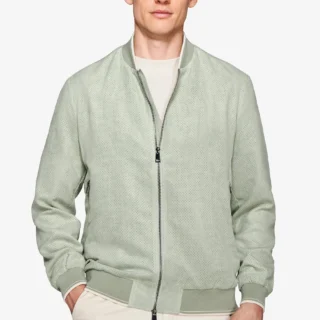 Bomber ecosuede traforato salvia
