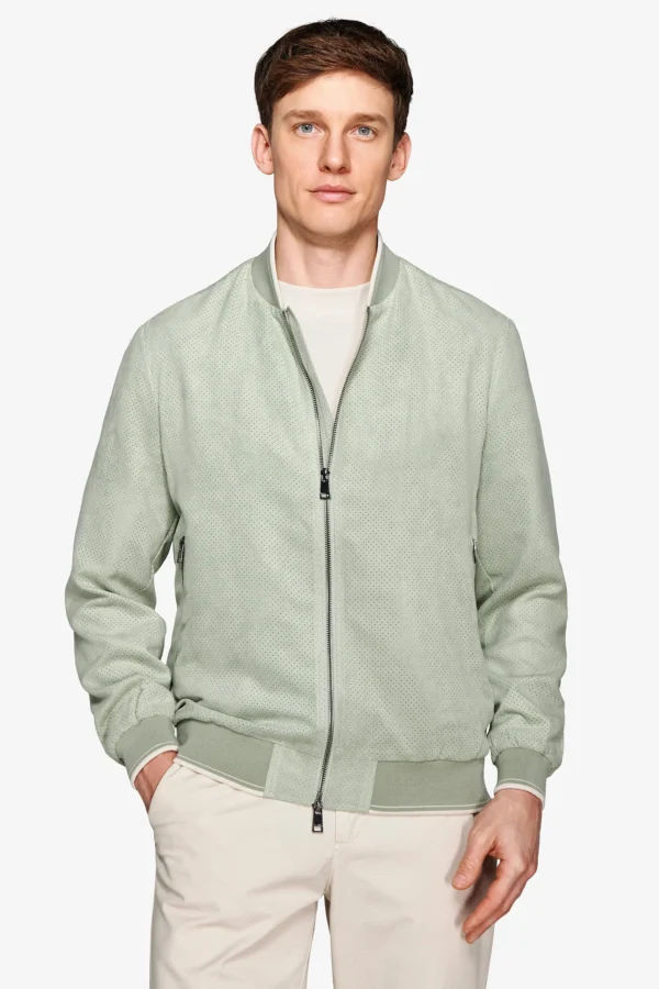 Bomber ecosuede traforato salvia